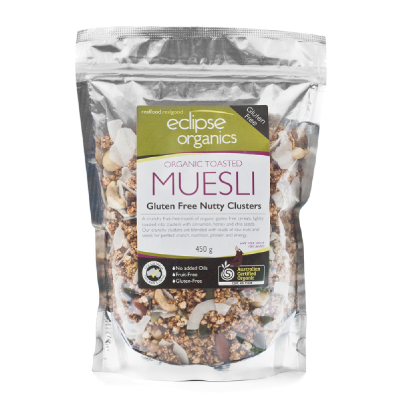 Organic Toasted Muesli - Gluten Free Nutty Clusters 400g by ECLIPSE ORGANICS
