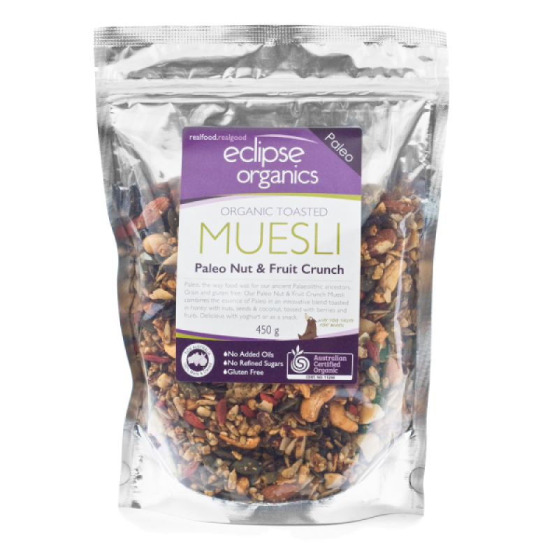 Organic Toasted Muesli - Paleo Nut & Fruit Crunch 450g by ECLIPSE ORGANICS Organic Toasted Muesli - Paleo Nut & Fruit Crunch 450g by ECLIPSE ORGANICS