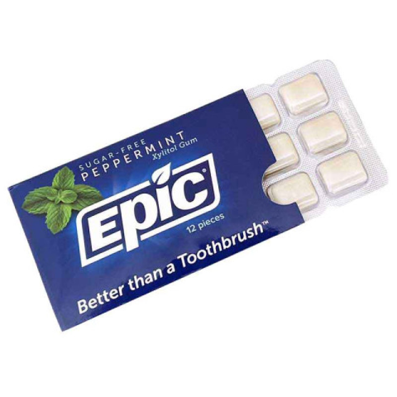 Xylitol Sweetened Peppermint Gum 12 Pieces by EPIC
