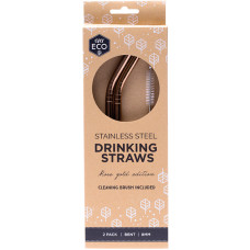 Rose Gold Straws Bent - 2 Pack + Brush by EVER ECO