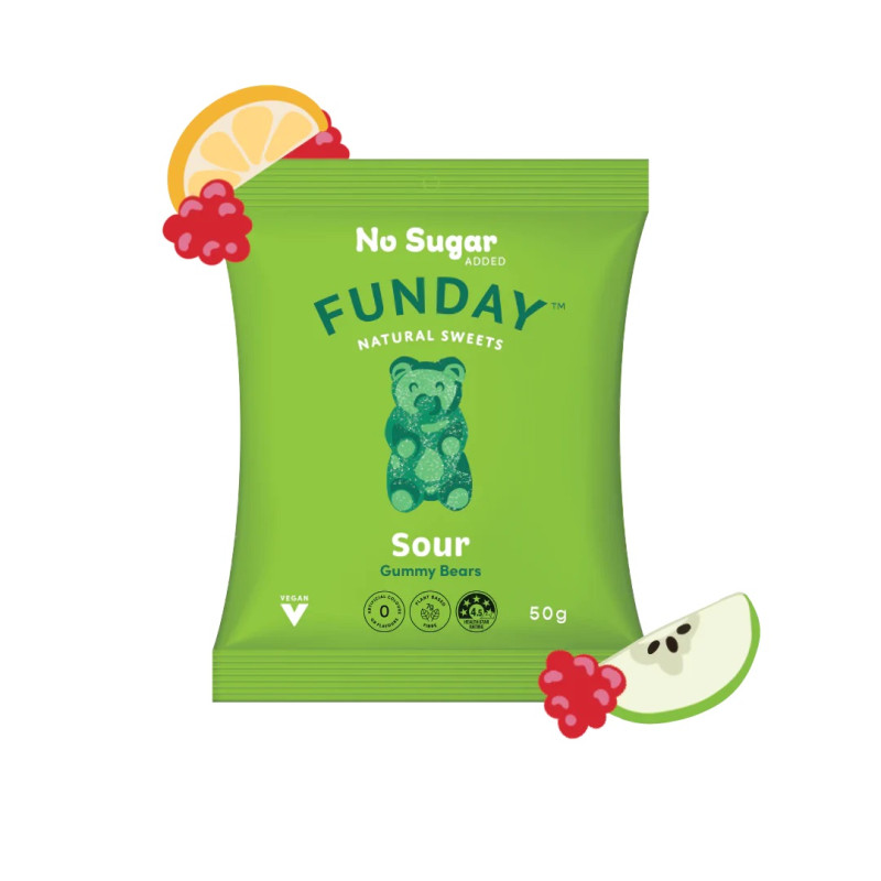 Sour Gummy Bears No Added Sugar 50g by FUNDAY