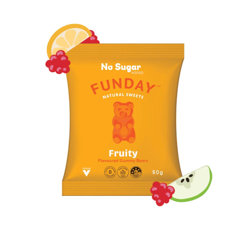Fruity Gummy Bears No Added Sugar 50g by FUNDAY