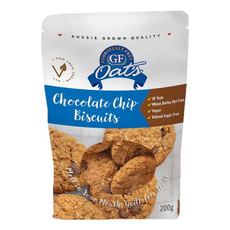 Chocolate Chip Biscuits 200g by GLORIOUSLY FREE OATS