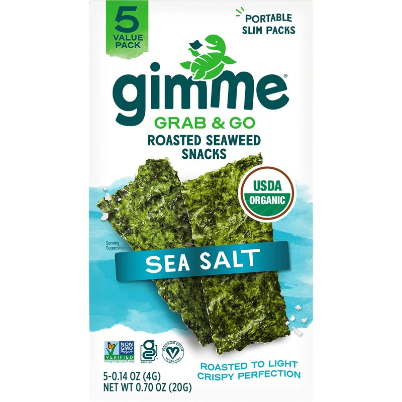 Sea Salt Roasted Seaweed Snack Grab & Go (5x4g) by GIMME Sea Salt Roasted Seaweed Snack Grab & Go (5x4g) by GIMME