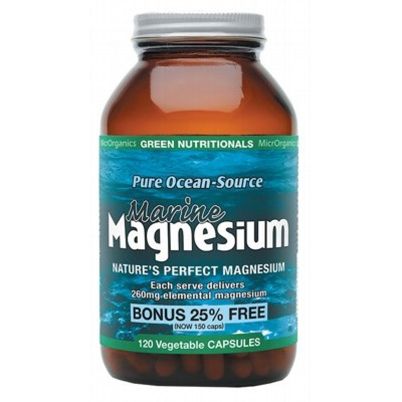 Marine Magnesium 260mg (120 Capsules) by GREEN NUTRITIONALS
