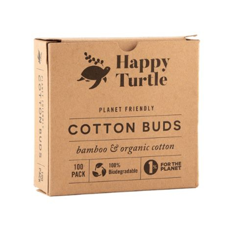 Bamboo & Organic Cotton Buds (100) by HAPPY TURTLE