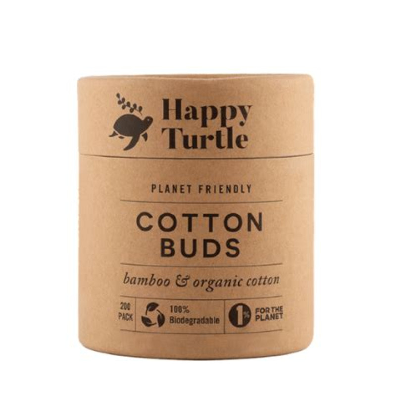 Bamboo & Organic Cotton Buds (200) by HAPPY TURTLE