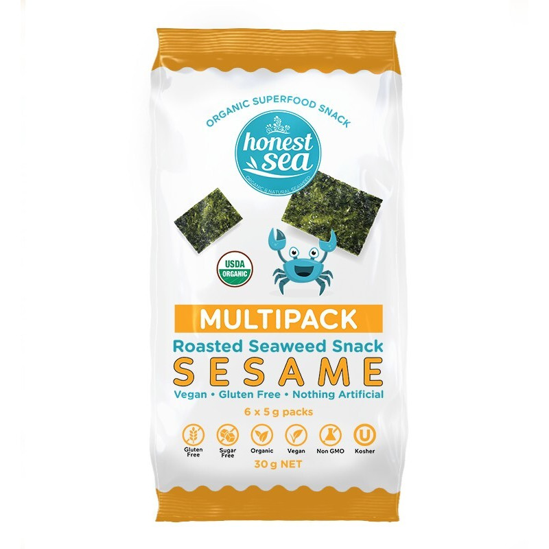 Roasted Seaweed Snack Sesame Multipack 6x5g by HONEST SEA