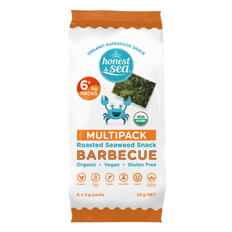 Roasted Seaweed Snack Barbecue Multipack 6x5g by HONEST SEA
