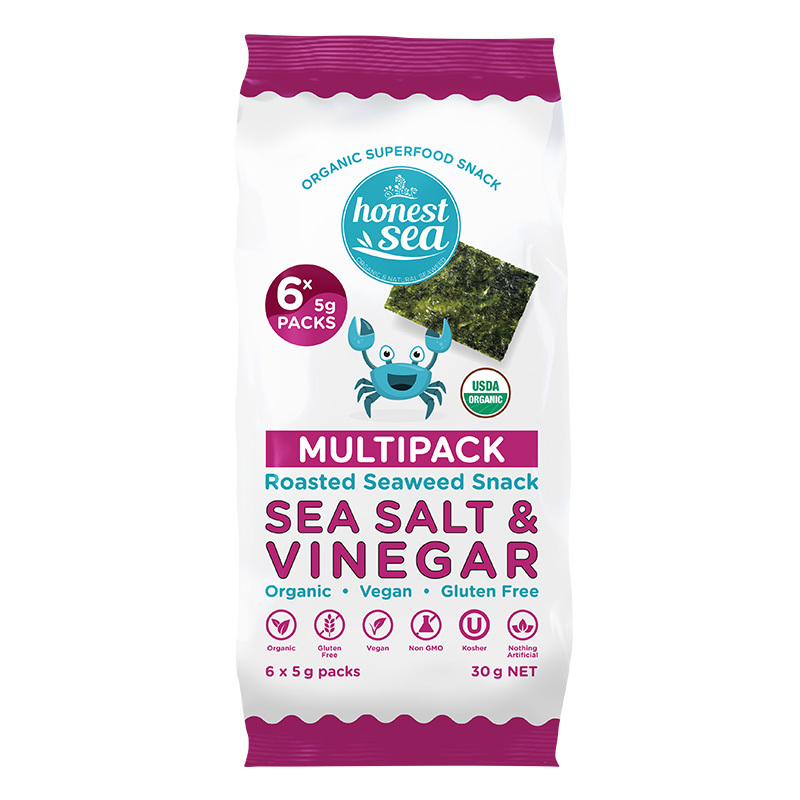 Roasted Seaweed Snack Sea Salt & Vinegar Multipack 6x5g by HONEST SEA