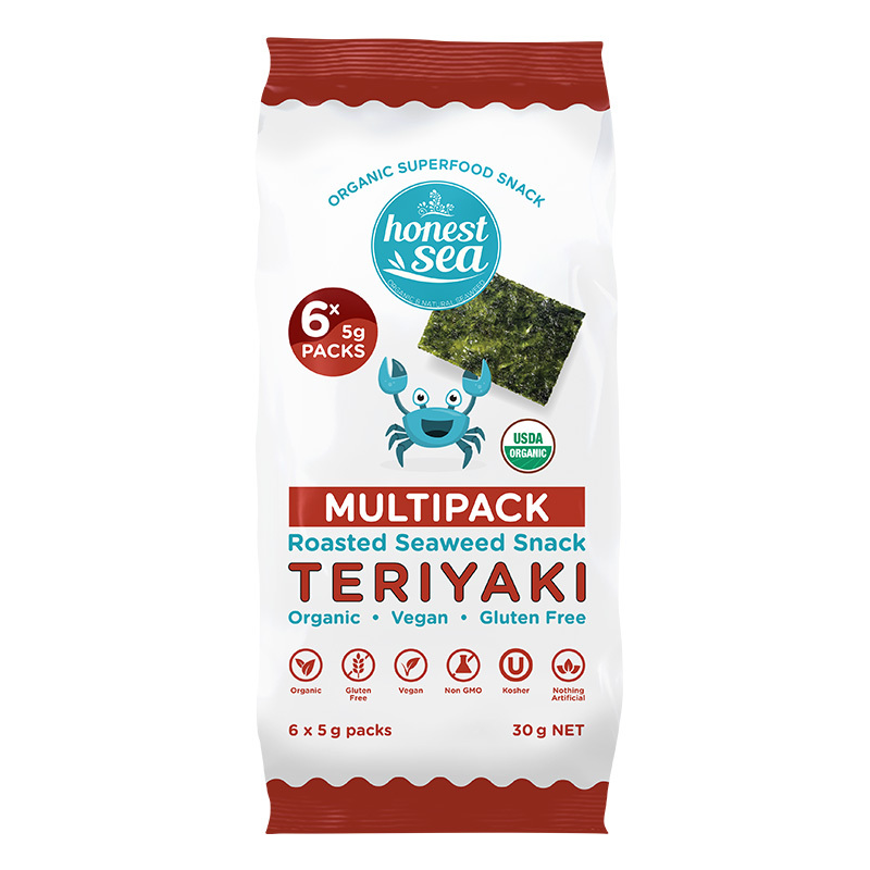 Roasted Seaweed Snack Teriyaki Multipack 6x5g by HONEST SEA