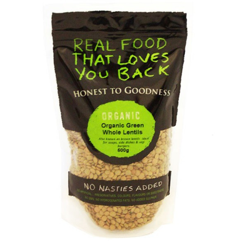 Organic Green Whole Lentils 500g by HONEST TO GOODNESS