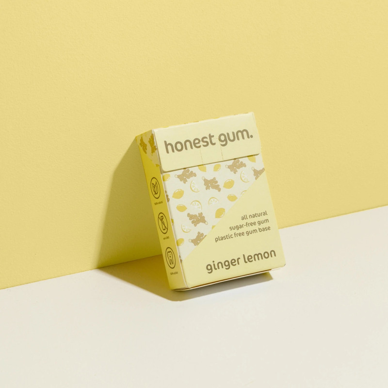 Sugar Free Chewing Gum Ginger Lemon (12 Pieces) by HONEST GUM