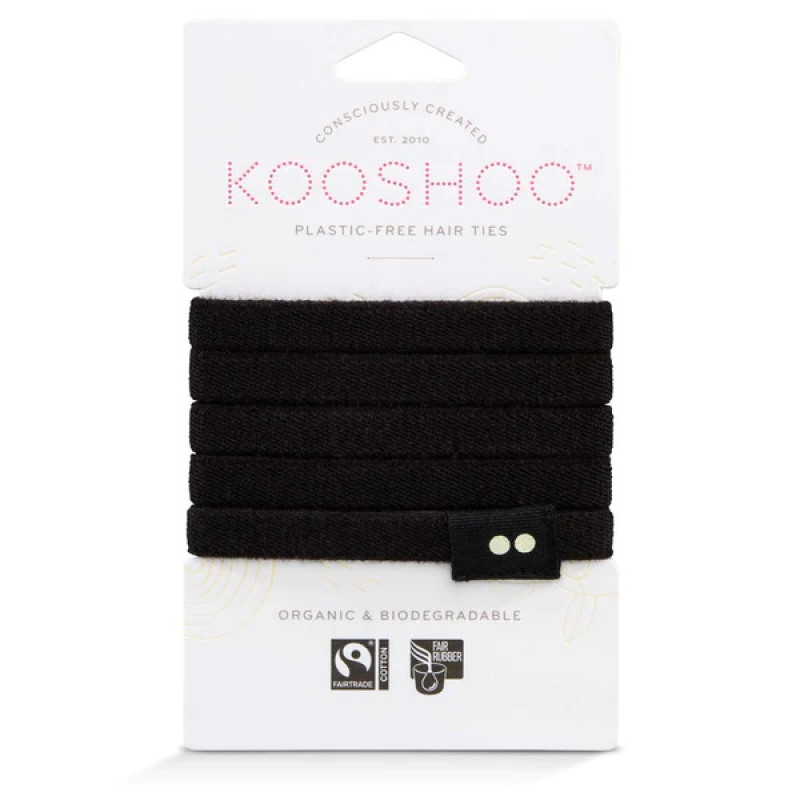 Plastic-Free Hair Ties (5) - Black by KOOSHOO