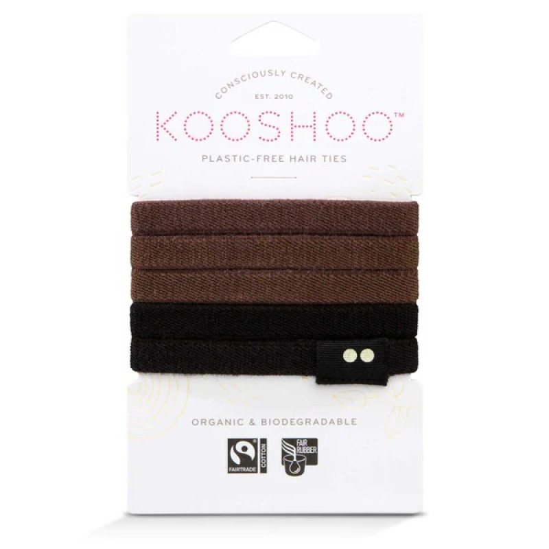 Plastic-Free Hair Ties (5) - Brown Black by KOOSHOO