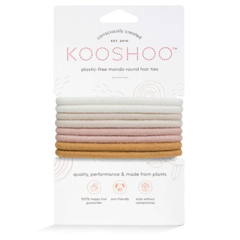 Plastic-Free Mondo Round Hair Ties (8) - Golden Fibres by KOOSHOO