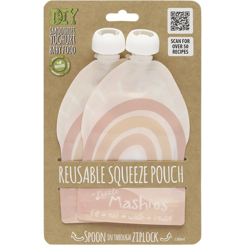 Reusable Squeeze Pouch 130ml (Rainbow Twinpack) by LITTLE MASHIES