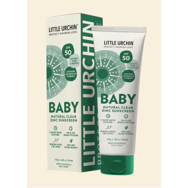 Baby Natural Clear Zinc Sunscreen SPF 50+ 100G by LITTLE URCHIN