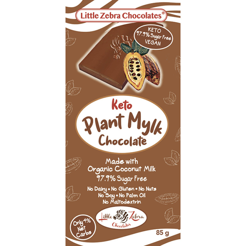 Keto Plant Mylk Chocolate 85g by LITTLE ZEBRA CHOCOLATES