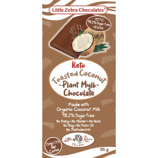 Keto Plant Mylk Chocolate Toasted Coconut 85g by LITTLE ZEBRA CHOCOLATES