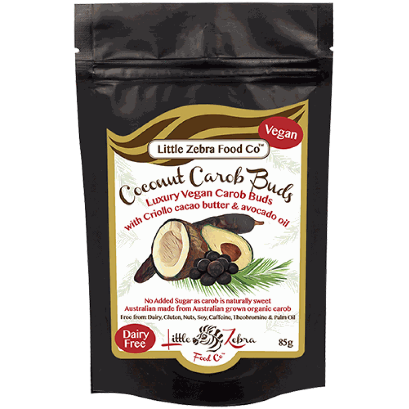 Coconut Carob Buds 85g by LITTLE ZEBRA CHOCOLATES