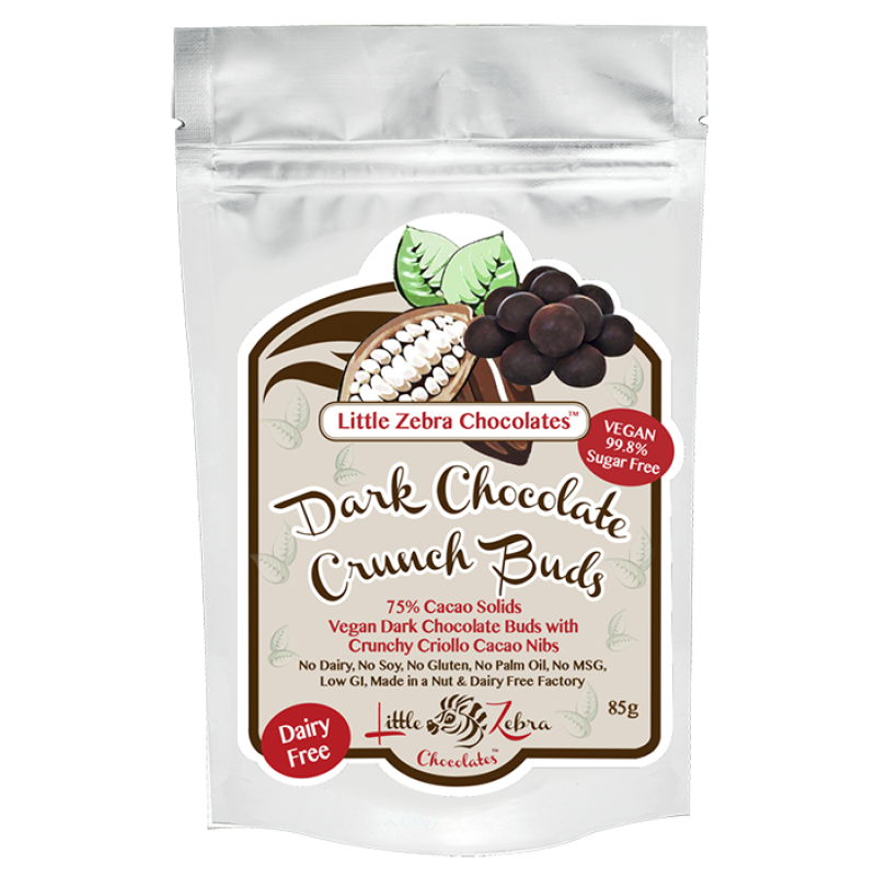 Dark Chocolate Crunch Buds 85g by LITTLE ZEBRA CHOCOLATES