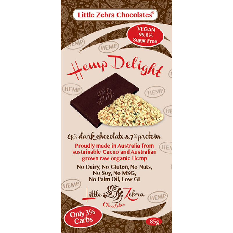 Hemp Delight Dark Chocolate 85g by LITTLE ZEBRA CHOCOLATES