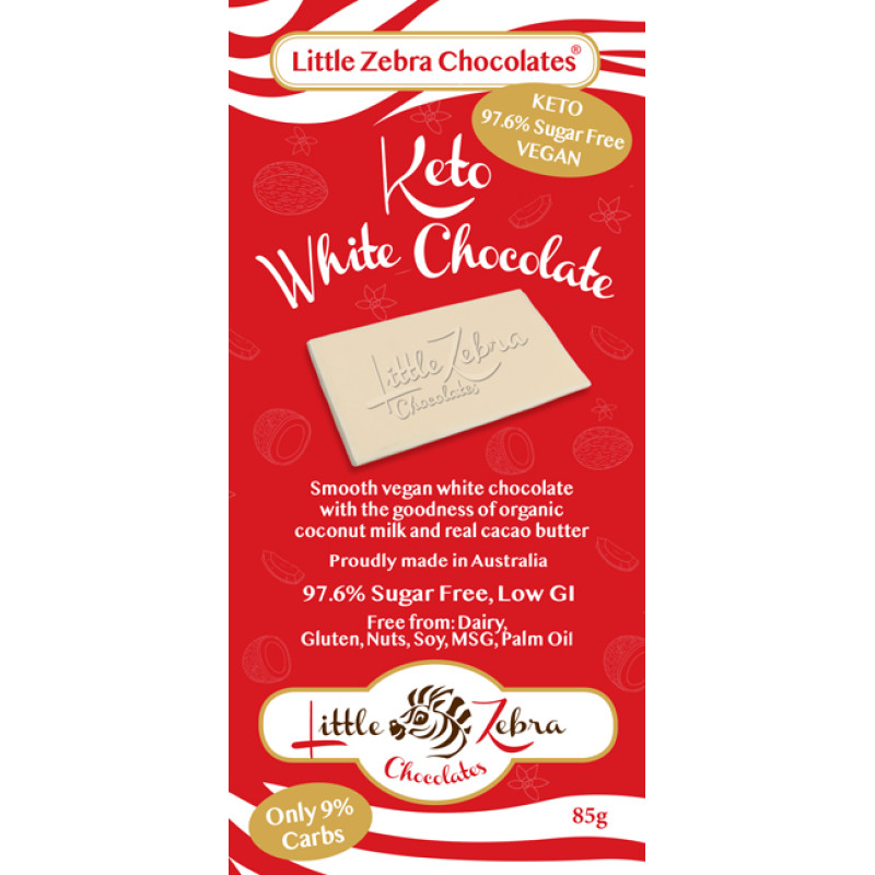 Keto White Chocolate 85g by LITTLE ZEBRA CHOCOLATES