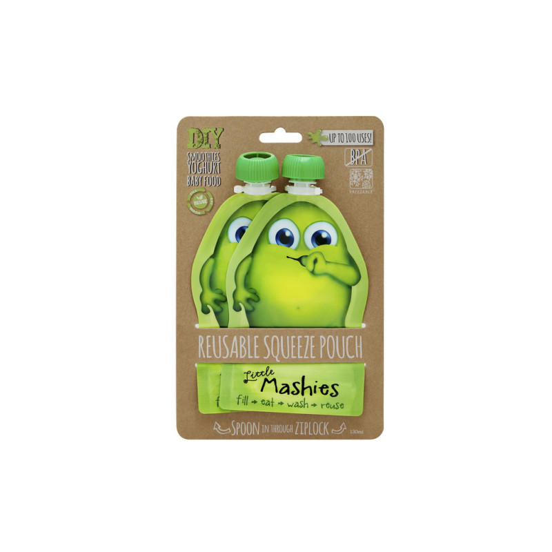 Reusable Squeeze Pouch (Green Twinpack) by LITTLE MASHIES