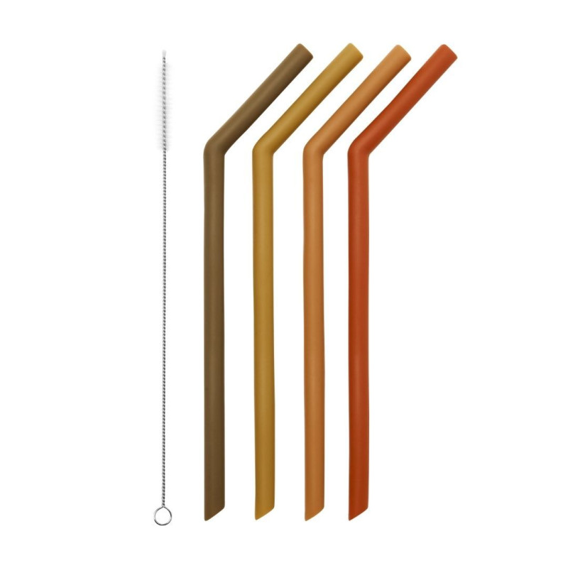 Soft Silicone Straws Earth Tones (4 Pack) by LITTLE MASHIES
