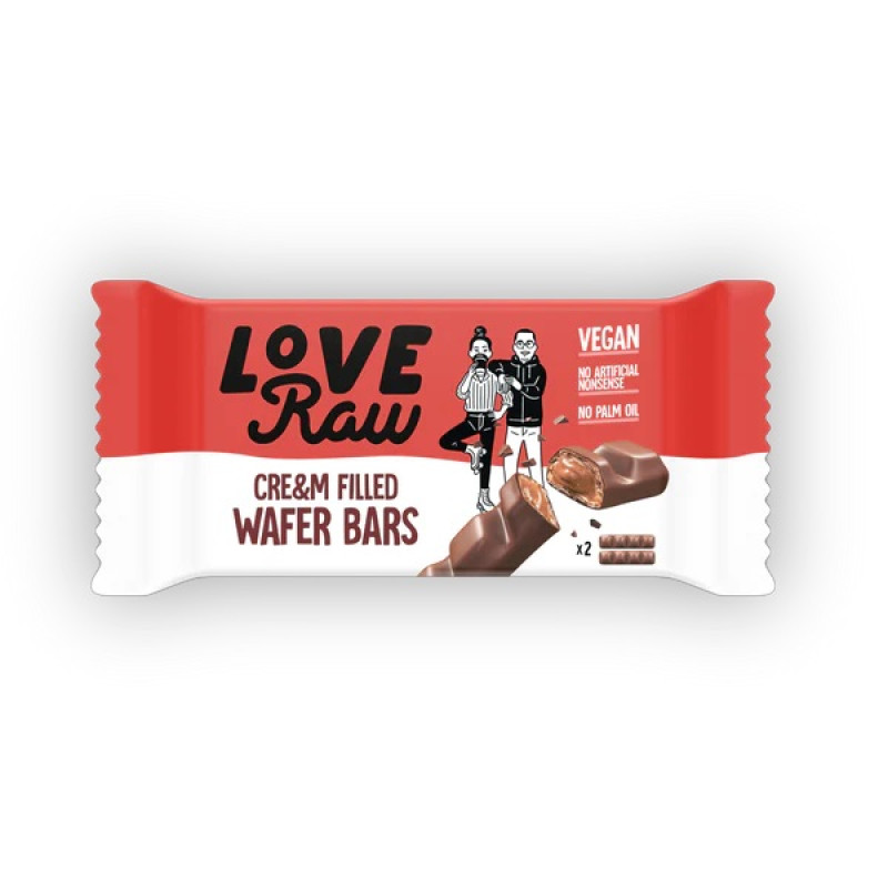 Cream Filled Wafer Bar Milk Choc 43g by LOVE RAW