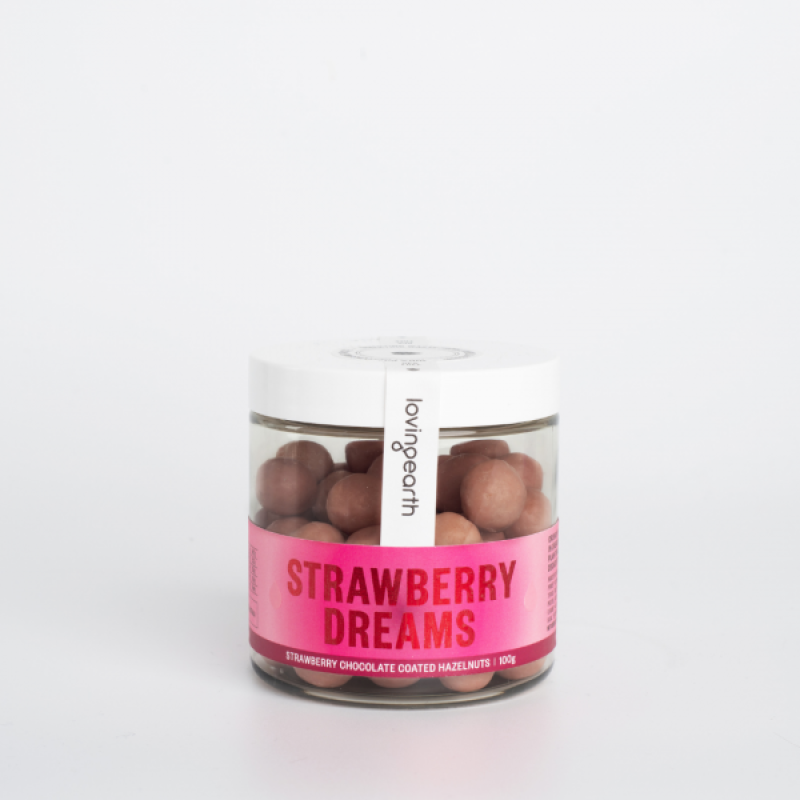 Chocolate Covered Hazelnuts - Strawberry Dreams 100g by LOVING EARTH