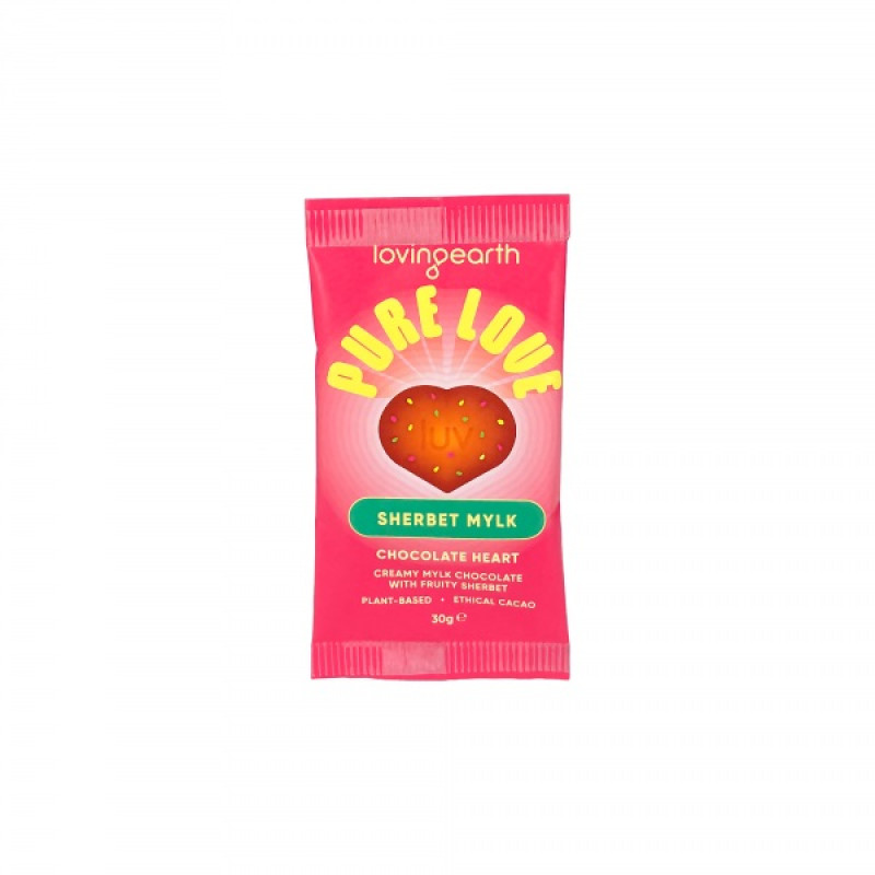 Sherbert Mylk Chocolate Heart 30g by LOVING EARTH