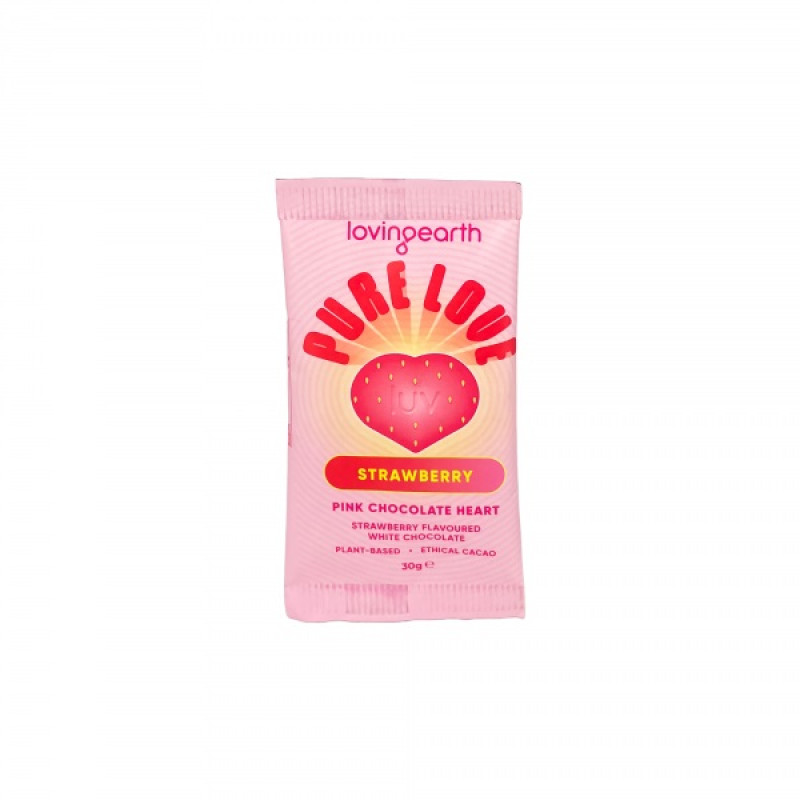 Strawberry Pink Chocolate Heart 30g by LOVING EARTH