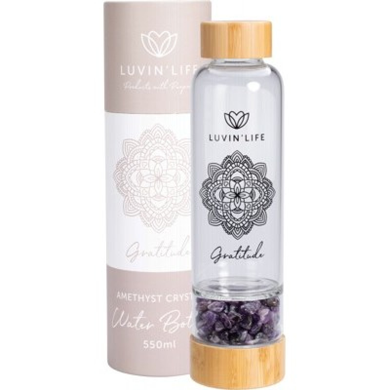 Amethyst Crystal Gratitude Water Bottle 550ml by LUVIN LIFE