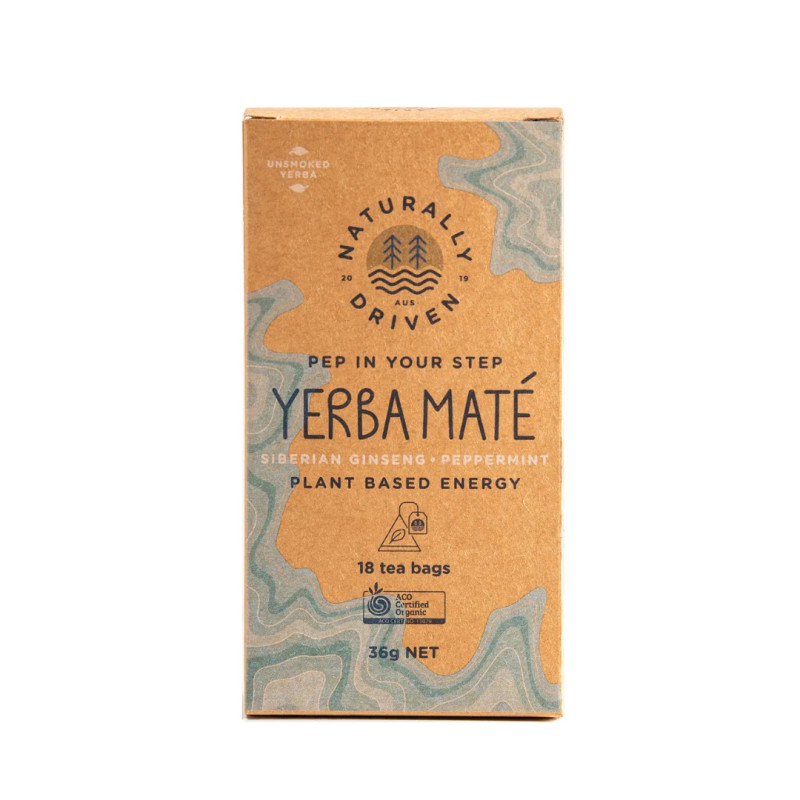 Organic Yerba Mate - Ginseng & Peppermint Tea Bags (18) by NATURALLY DRIVEN