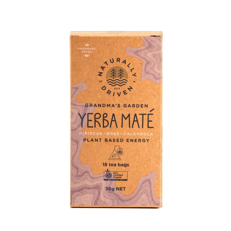 Organic Yerba Mate - Grandma's Garden Tea Bags (18) by NATURALLY DRIVEN