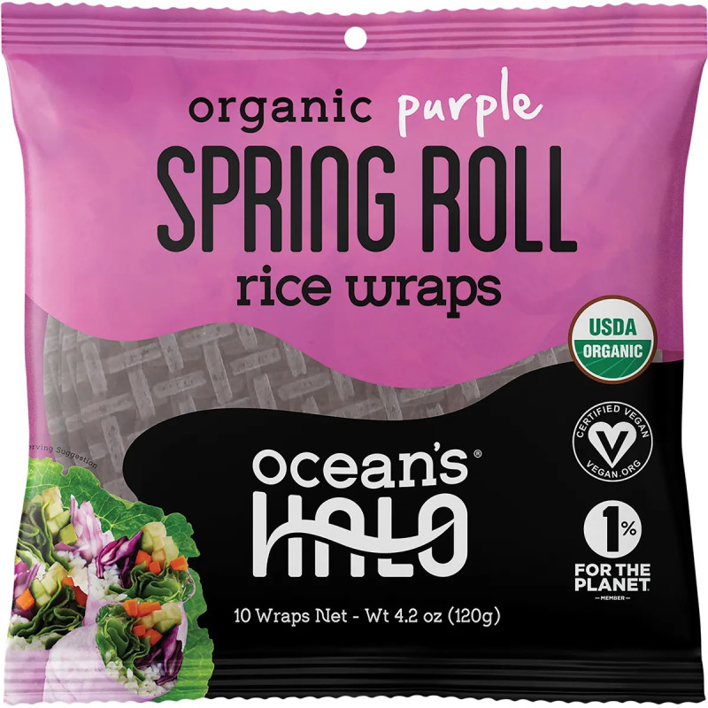 Organic Purple Spring Roll Rice Wraps (10 Wraps) 120g by OCEAN'S HALO Organic Purple Spring Roll Rice Wraps (10 Wraps) 120g by OCEAN'S HALO