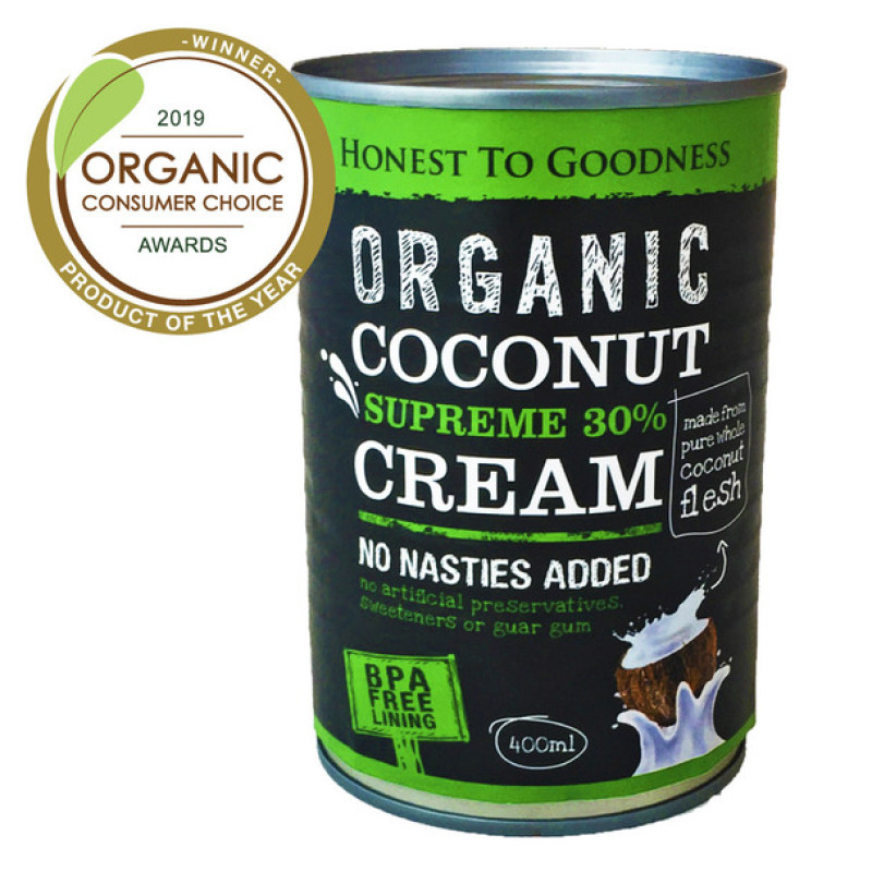 Organic Coconut Cream Supreme 30% 400ml by HONEST TO GOODNESS