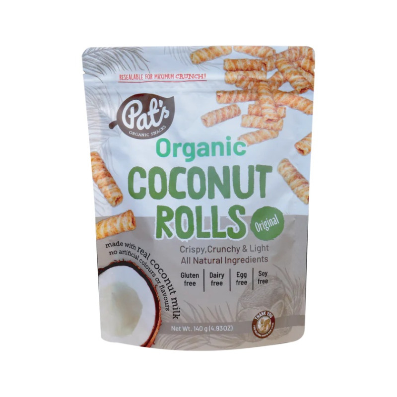 Organic Coconut Rolls Original 140g by PAT'S ORGANIC SNACKS