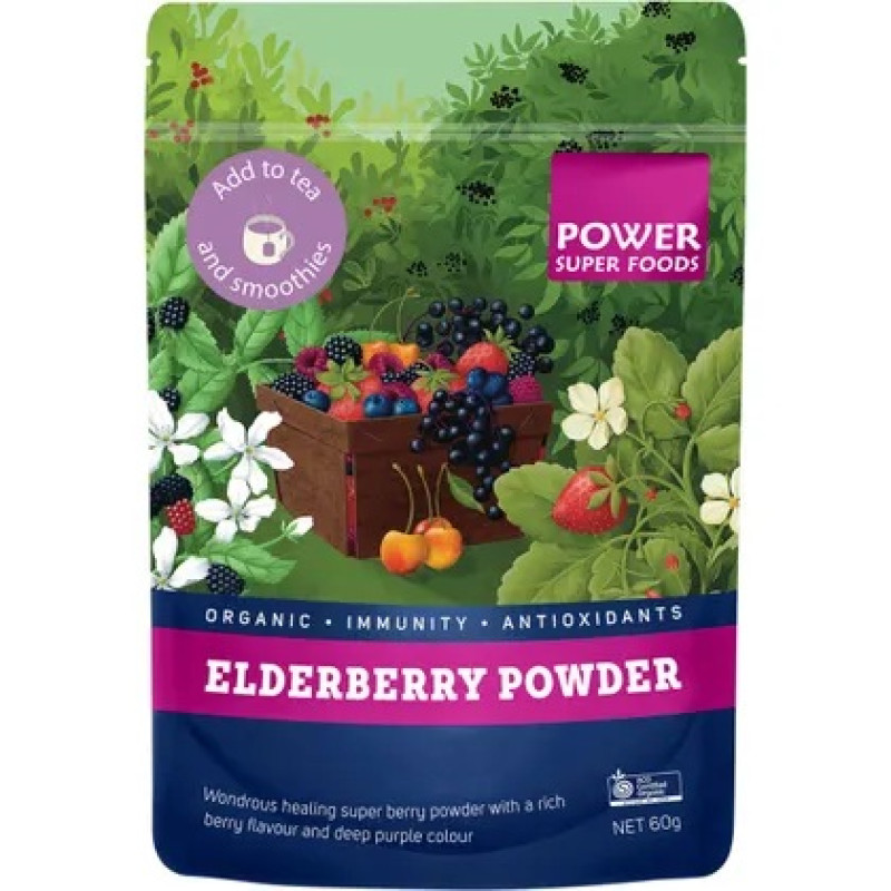 Organic Elderberry Powder 60g by POWER SUPER FOODS
