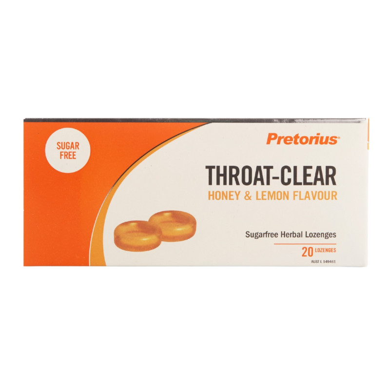 Throat Clear Sugarfree Herbal Lozenges Honey & Lemon (20) by PRETORIUS