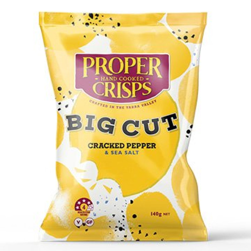 Potato Crisps Big Cut Marlborough Cracked Pepper & Sea Salt 140g by PROPER CRISPS