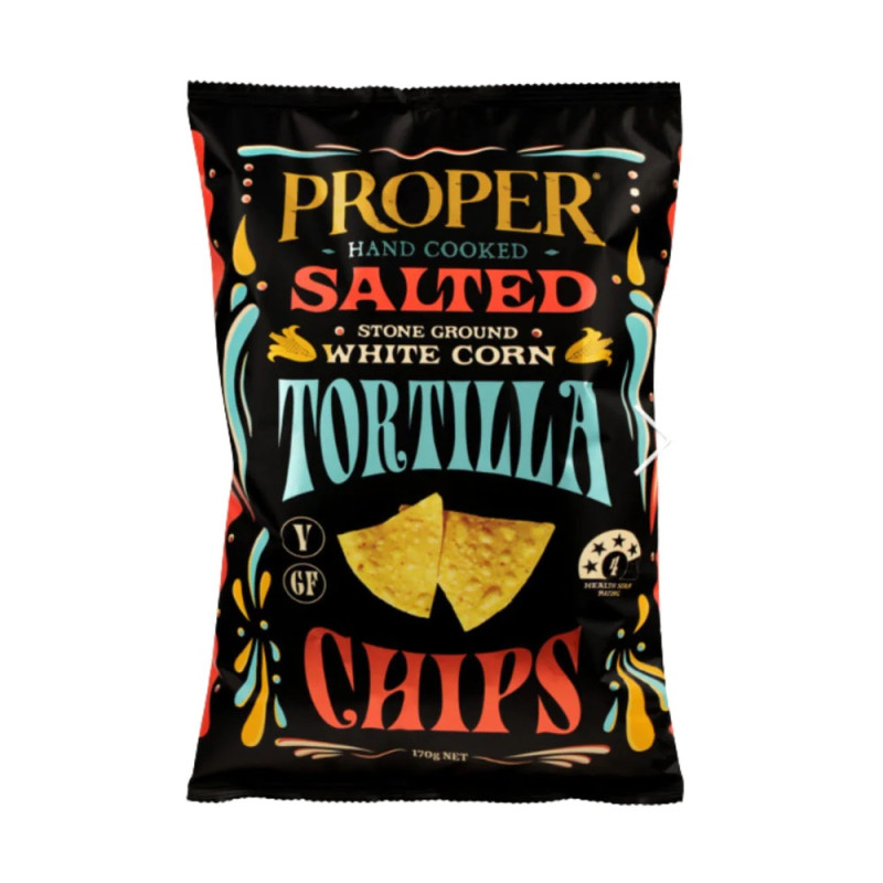 Stone Ground Tortilla Chips Salted 150g by PROPER CRISPS