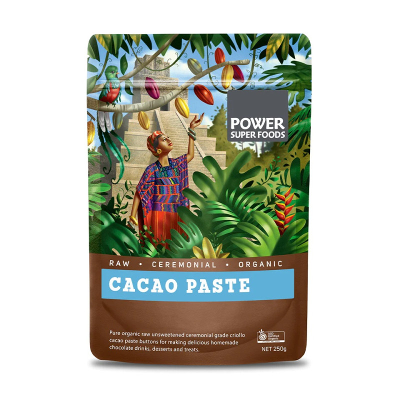 Organic Cacao Paste Raw Buttons 250g by POWER SUPER FOODS