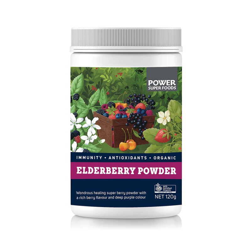 Organic Elderberry Powder 120g by POWER SUPER FOODS