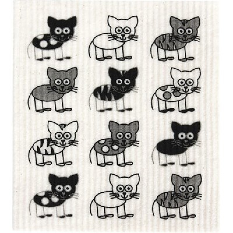 100% Biodegradable Dishcloth - Cats by RETRO KITCHEN