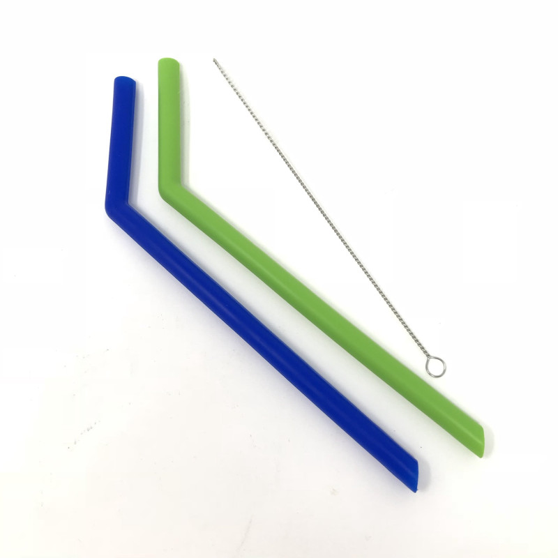 Soft Silicone Straws Blue & Green (2 Pack) by LITTLE MASHIES