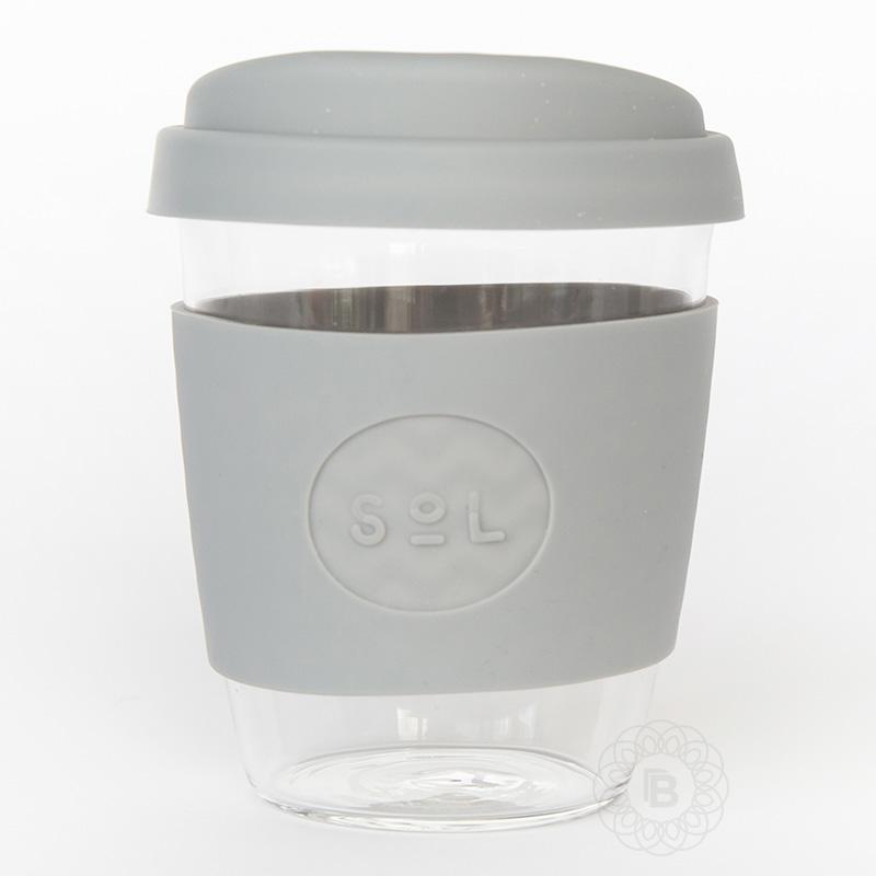 Glass Coffee Cup - Cool Grey 12oz by SOL