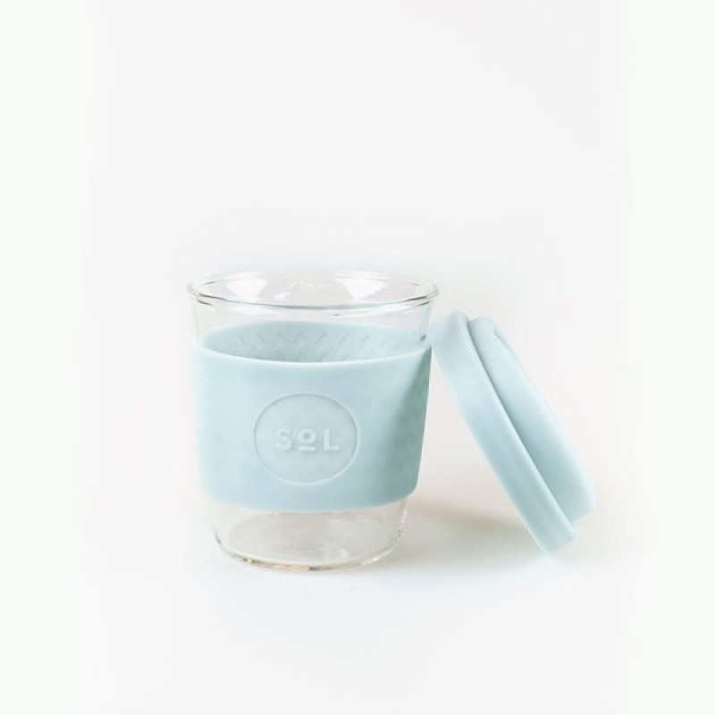 Glass Coffee Cup - Cool Cyan 8oz by SOL